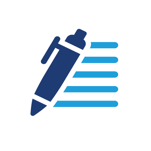 The image contains a pen and paper Icon. Image is aimed at Copy writing a service provided by Gilabit.